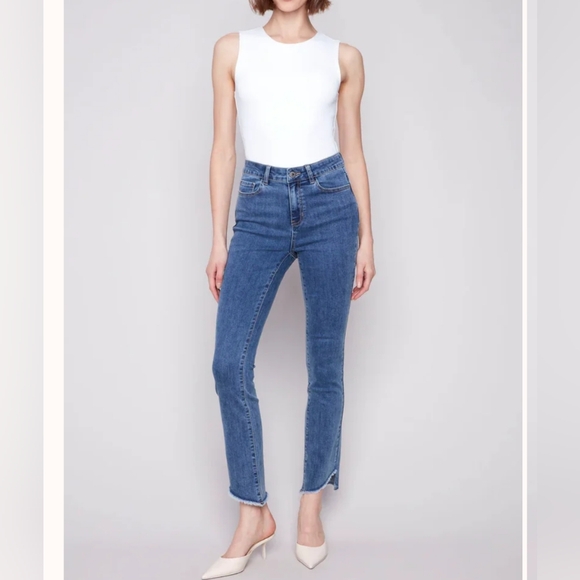 Charlies Denim - Charli B Bootcut Asymmetrical Raw Hem Light Blue Denim Jeans 30" Inseam Size 16